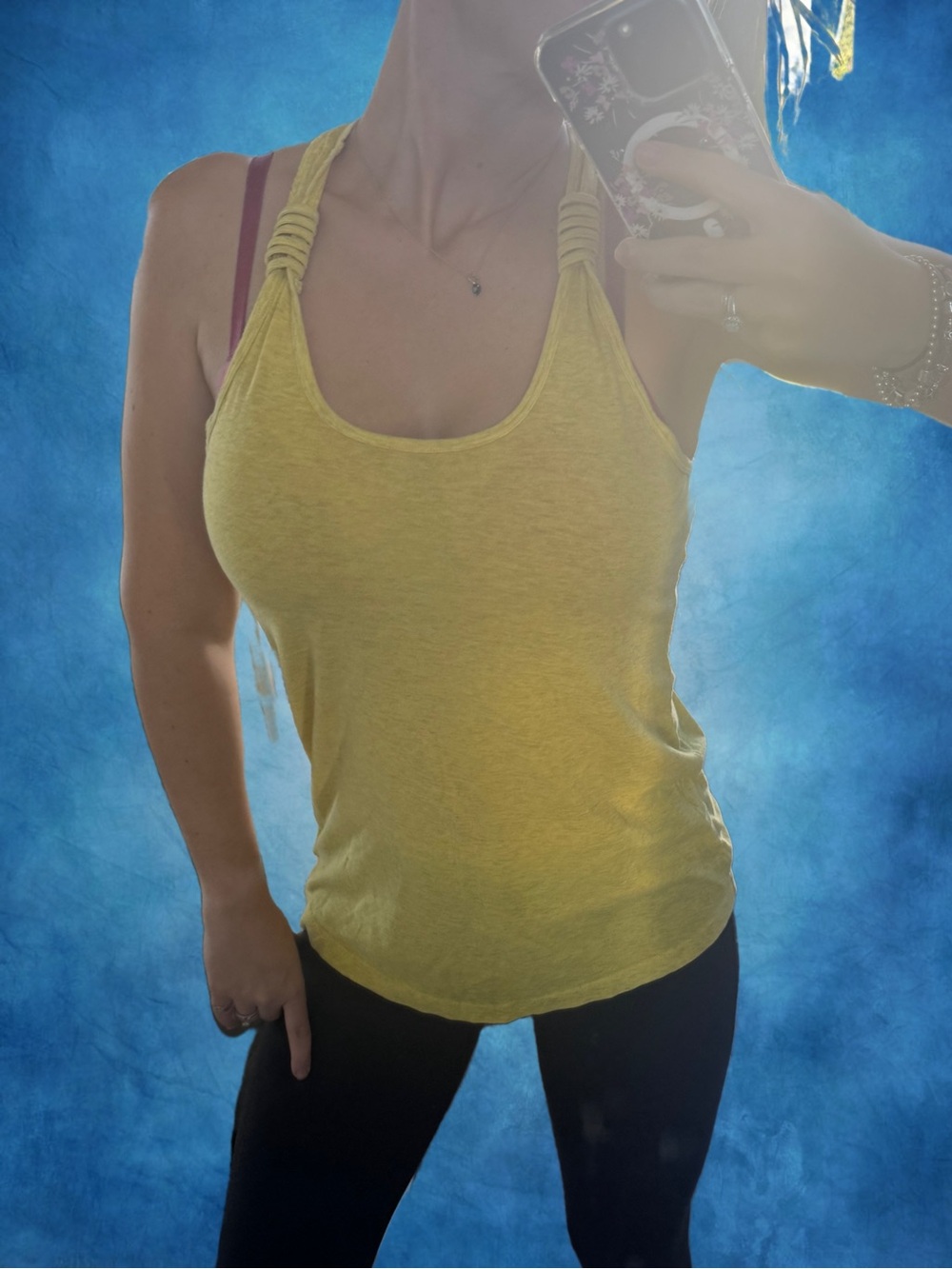 Y2K Arizona Jean Company Yellow Knot-Shoulder Tank Top